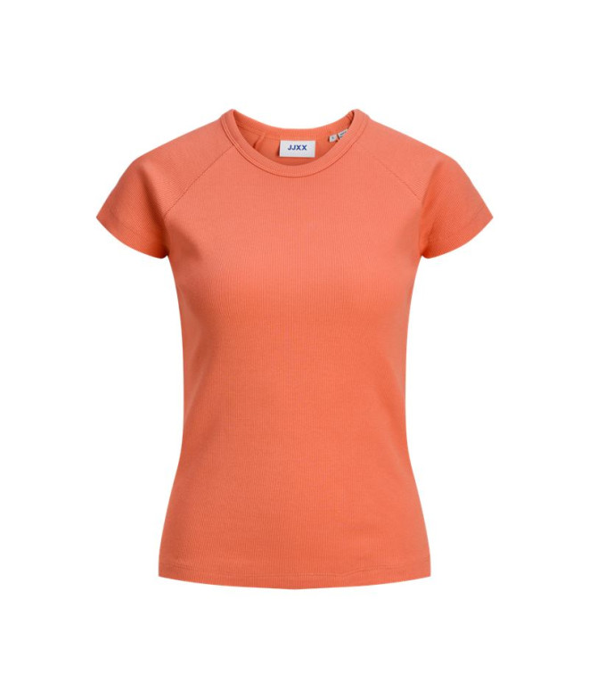 Camiseta Mulher Jack & Jones Jxfriend Ss Rib Peach Echo