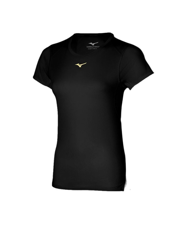 Camiseta Running Mizuno Mulher de Dryaeroflow Tee Preto