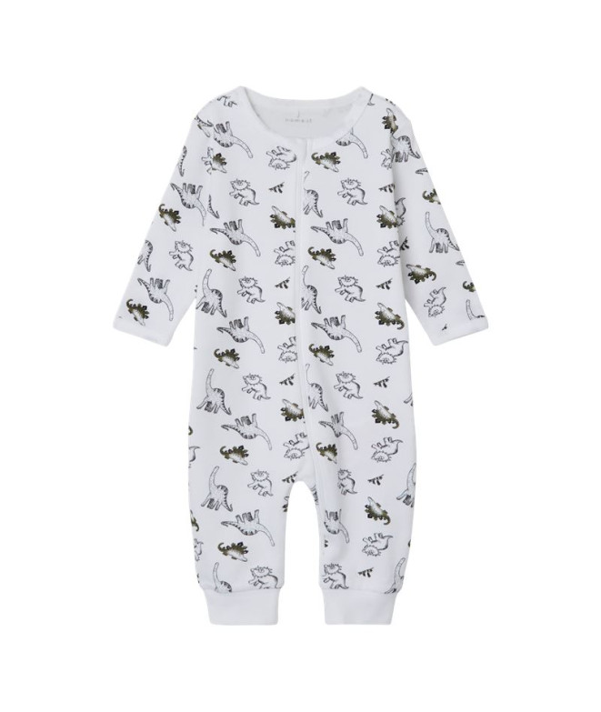 Macaco Name it Nbmnightsuit Zip Dino Bright White Bebês