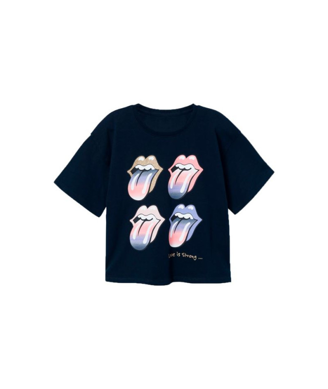 Camiseta Nome fnarina Rollingstones Unv Dark Sapphire Infantil