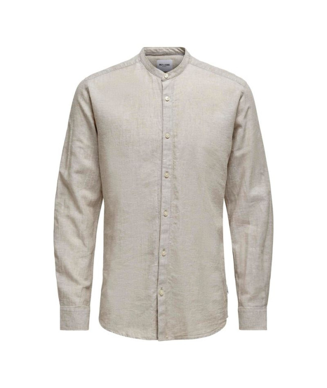 Camisa Only & Sons caidenSolid Linen Mao Chinchilla Hombre