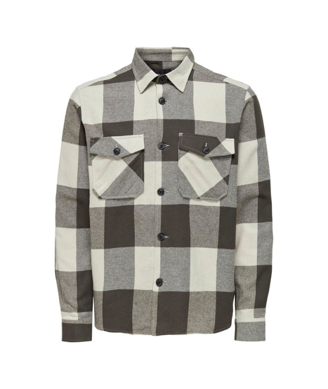 Camisa Only & Sons milo Over Seal Brown Hombre