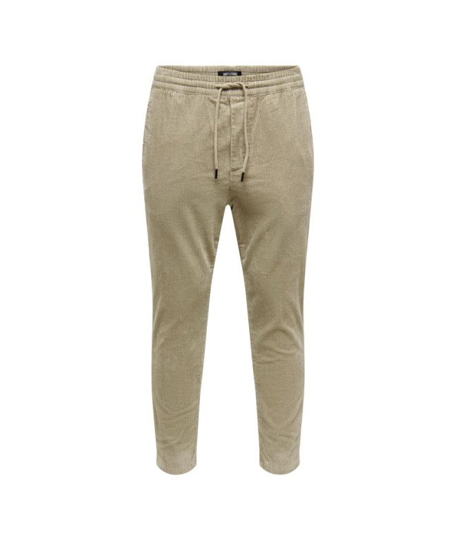 Calça Only & Sons linus Cropped Cord 9912 Chinchila Homem