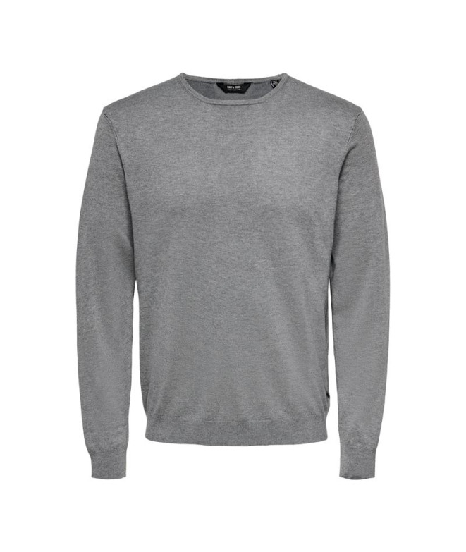 Sudadera Only & Sons wyler Life Reg 14Crew Medium Grey Melange Hombre