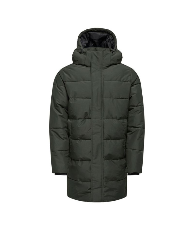 Chaqueta Only & Sons carl Life Long Quilted Coat Peat Hombre