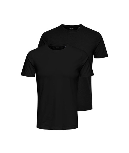 Camiseta Only & Sons básica Slim 2-Pack Preto Homem Camiseta Only & Sons básica Slim 2-Pack Preto Homem