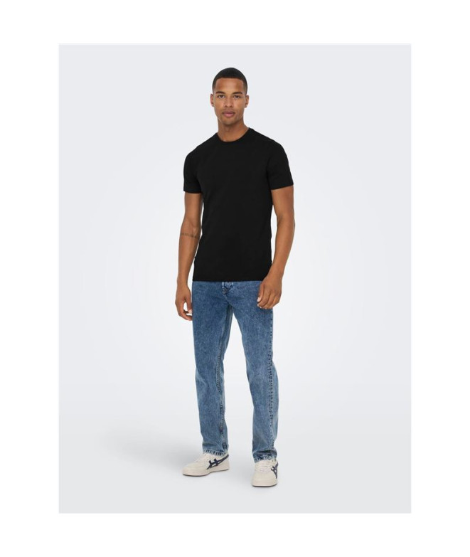 T-shirt Only & Sons basique Slim 2-Pack Noir Homme