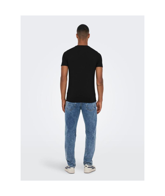 T-shirt Only & Sons basique Slim 2-Pack Noir Homme