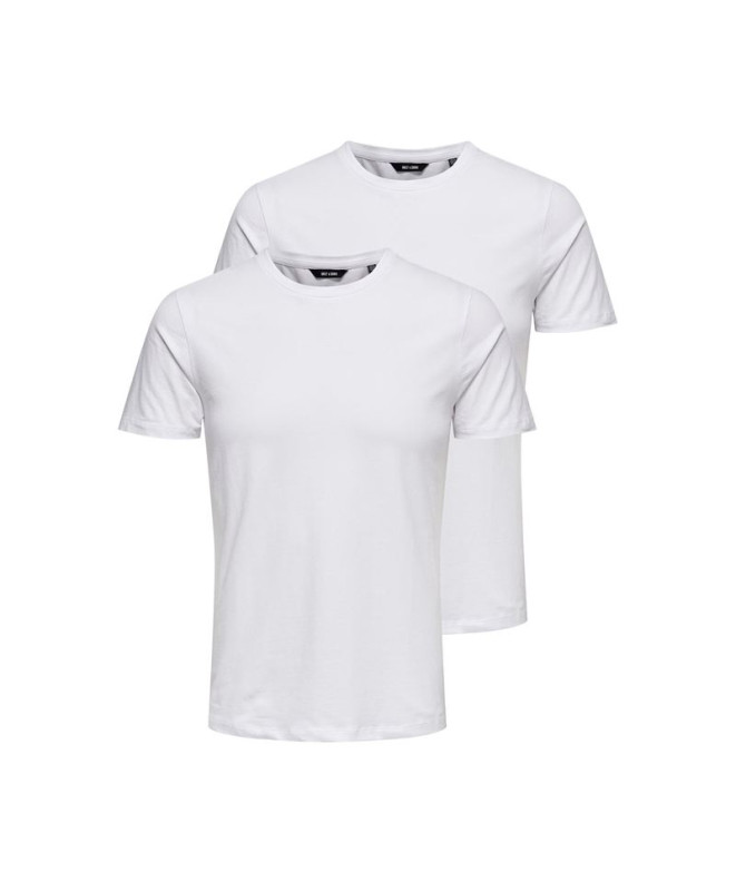 Camiseta Only & Sons basic Slim 2-Pack White Hombre