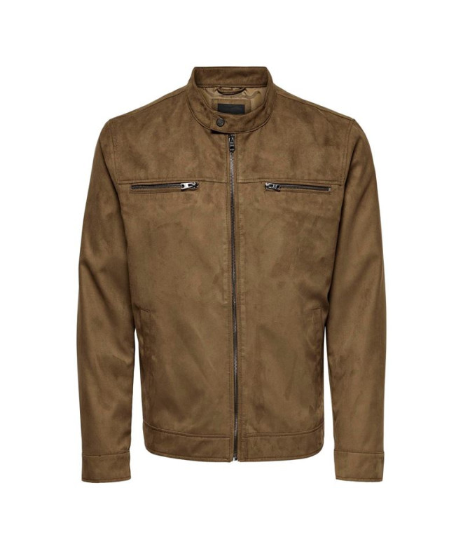 Veste Only & Sons willow Fake Suede Cognac Homme