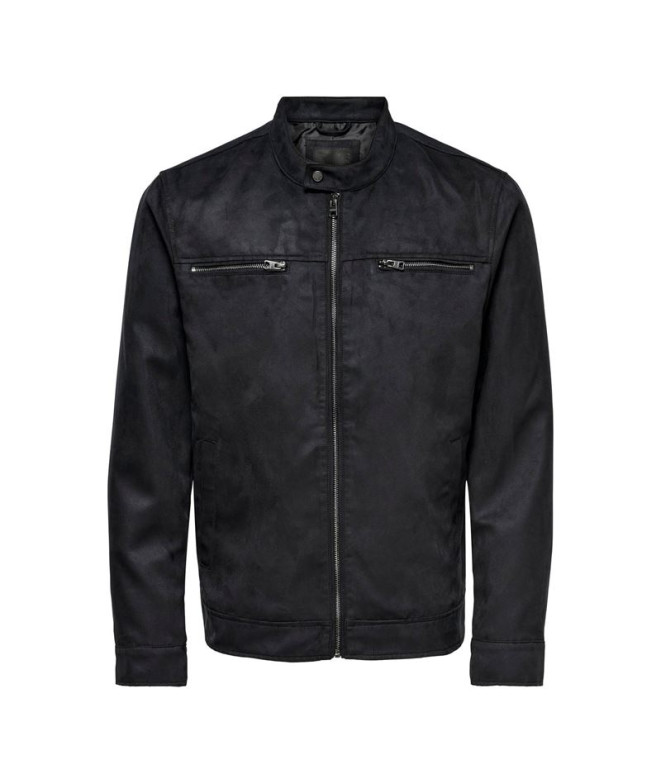 Veste Only & Sons willow Fake Suede Noir Homme