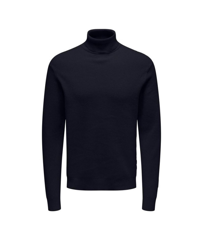 Sudadera Only & Sons phil Reg 12 Struc Roll Dark Navy Hombre
