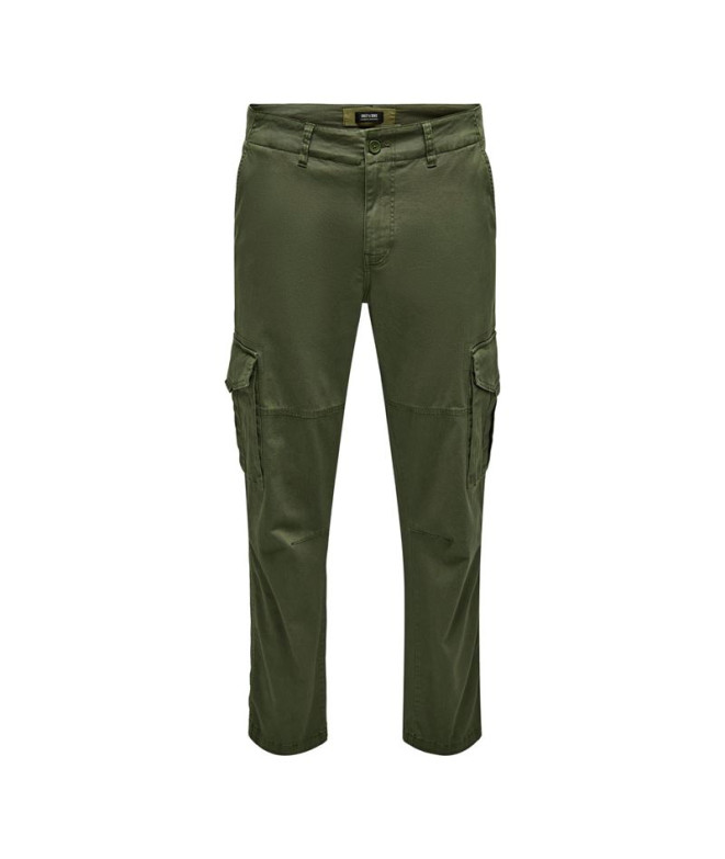 Pantalones Only & Sons dean Life Tap Cargo 0032 Olive Night Hombre