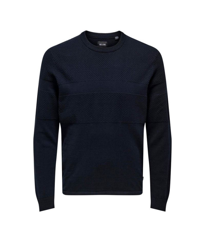 Moletom Only & Sons karlson Reg 12 Struc Block Dark Navy Homem