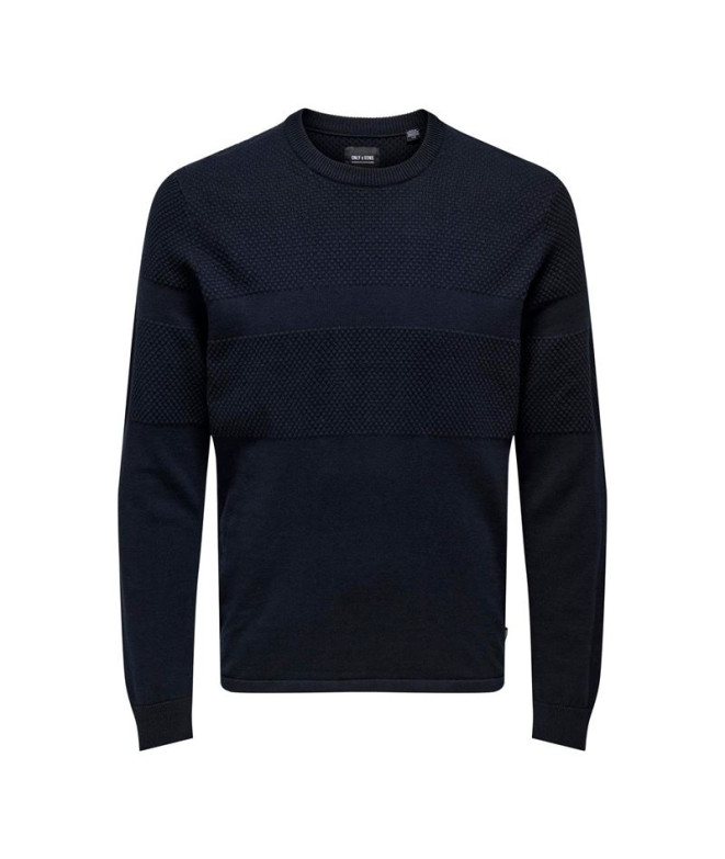 Sudadera Only & Sons karlson Reg 12 Struc Block Dark Navy Hombre