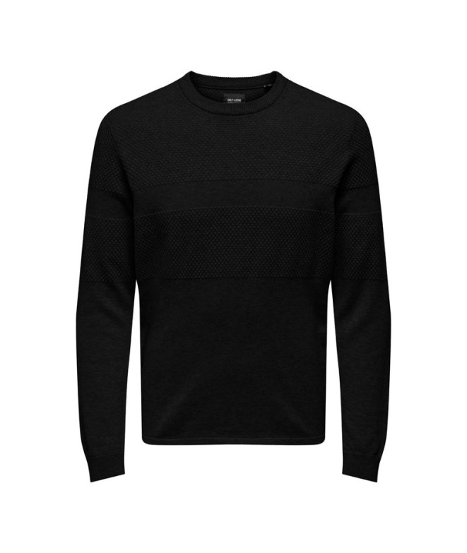 Sudadera Only & Sons karlson Reg 12 Struc Block Black Hombre