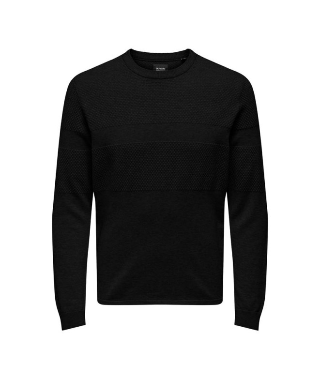 Sweat Only & Sons karlson Reg 12 Struc Block Noir Homme