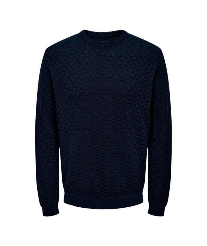 Sudadera Only & Sons kalle Reg 12 Struc Dark Navy Hombre