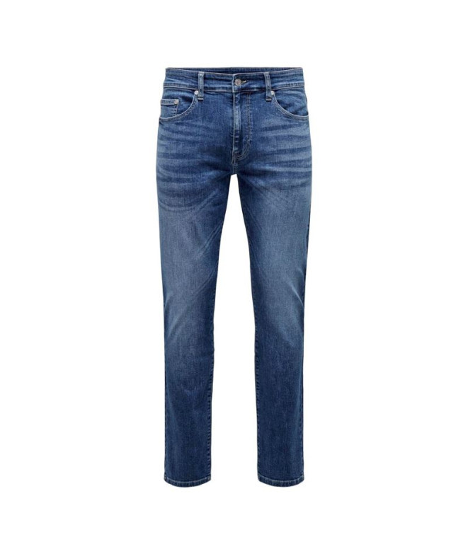 Calça Homem Only & Sons tear Slim Mb 6756 Mat Ganga azul médio