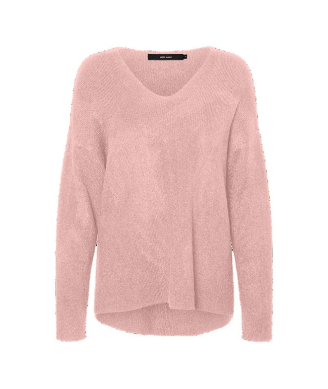 Sweat Vero Moda crewlefile col V Sepia Rose Femme