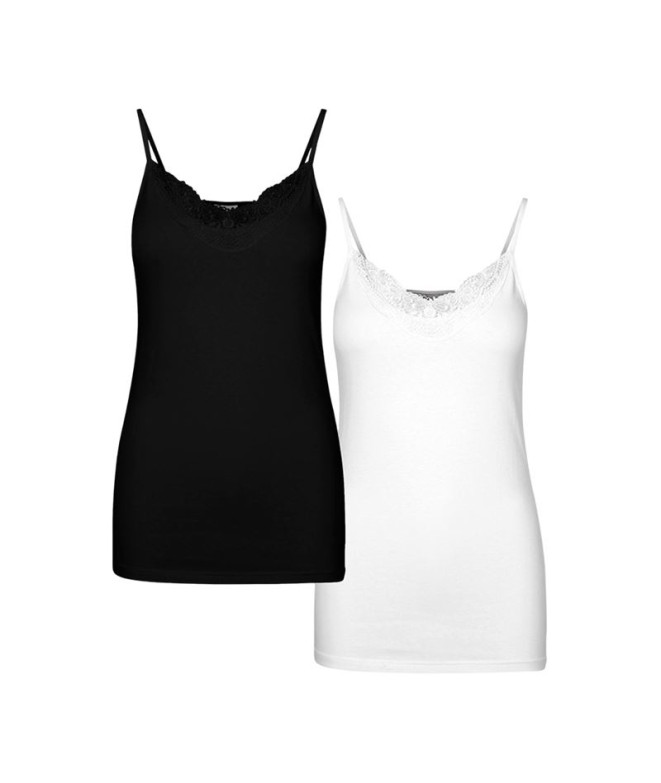 Camiseta Vero Moda Vminge Lace Singlet 2-Pack Tall Black Mujer