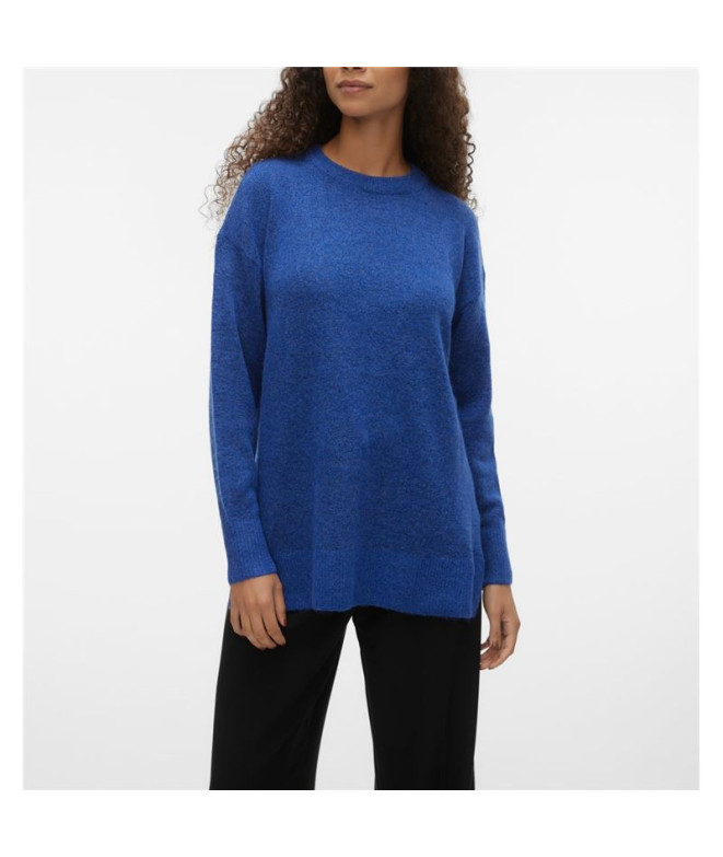 Sweat Vero Moda filuca O-Neck Long Beaucoup Blue Femme