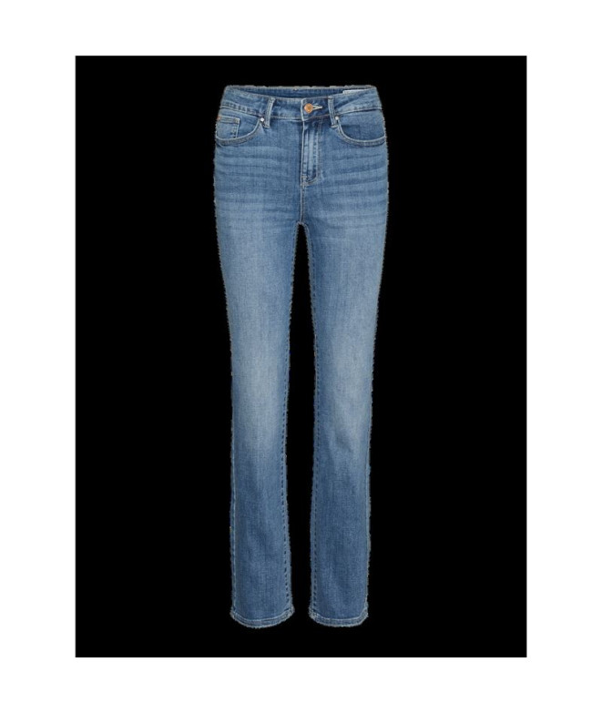 Calça Vero Moda flash Mrtraight Jeans Li347 Medium Blue Denim Mulher