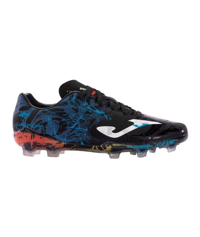 Futebol Joma Homem Botas de Super Copa 2441 Preto Azul Chão Firme Pack