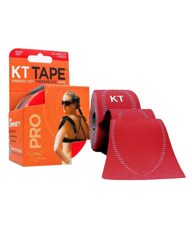 PRO KT Tapes Fita adesiva pré-cortada (20 X 25cm) 5 Metros Vermelho Rage