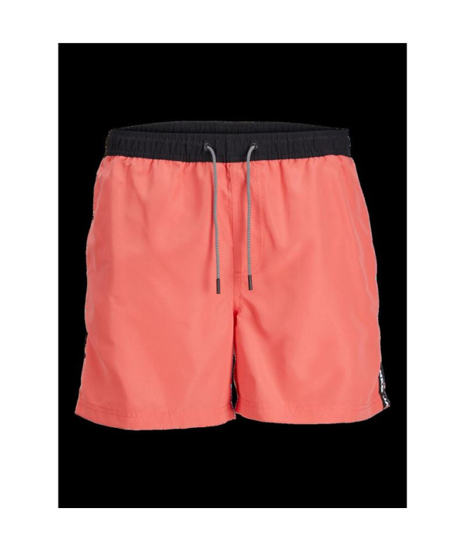 Fato de banho Homem Jack & Jones Jpstfiji Jjswim Black Tape Ly Sn Hot Coral