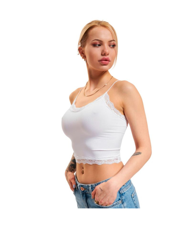 Top Only vicky Lace Seamless Cropped Bright Blanco Mujer