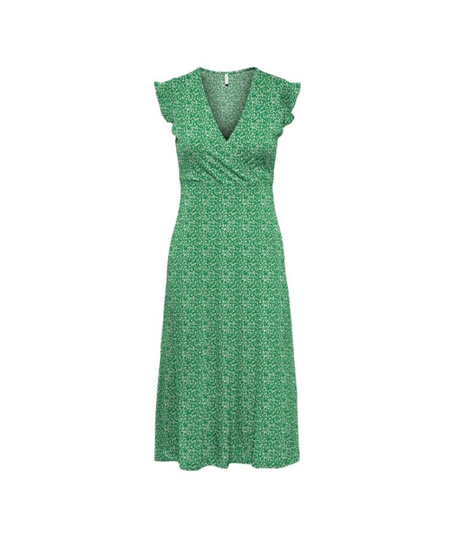 Robe Only Onlmay Life S/L Wrap Midi Dress Jrs Noos Green Bee