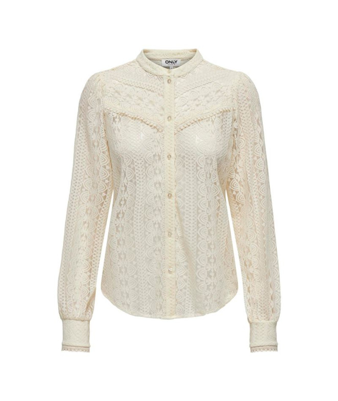 Camisa Mulher Only Onlreba Camisa L/S de renda Wvn Noos Egret