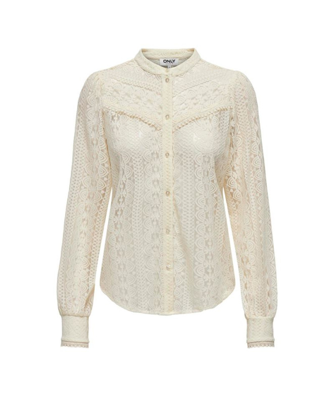 Camisa Only Onlreba Lace L/S Shirt Wvn Noos Mujer Egret