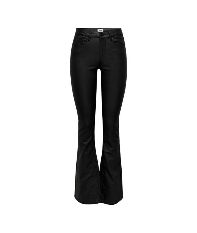 Calça Only blush Mid Flared Coated Preto Mulher