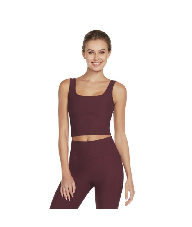 Sujetador deportivo Skechers Goflex Rib Longline Bra Fig Mujer