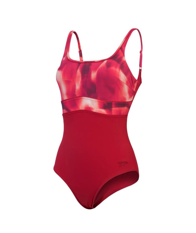 Bañador de Natación Speedo Mujer Shaping Contour Eclipse Printed Swimsuit Magenta