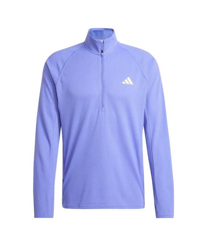 Camiseta Running Running Homem de Adidas Adizero 1/4 Zip Azul