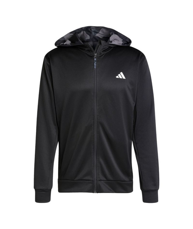 Veste Fitness Homme by Adidas Train Essentials Camo Full Zip Black