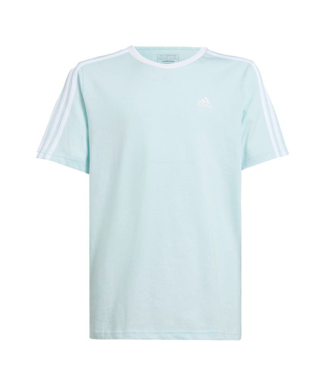 Camiseta Adidas Essentials 3 Bandas Cotton Loose Fit Niña Aguamarina