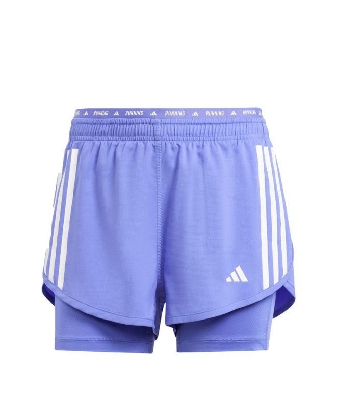 Calça Running Mulher por Adidas Own The Run 3-Stripes 2In1 Azul