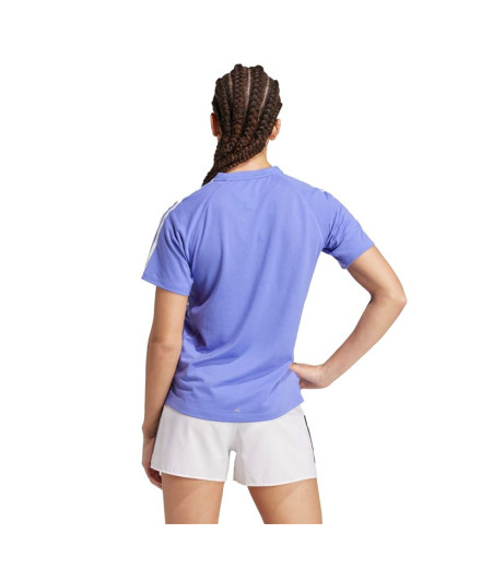 T-shirt Running Femme by Adidas Own The Run 3-Stripes Bleu 2