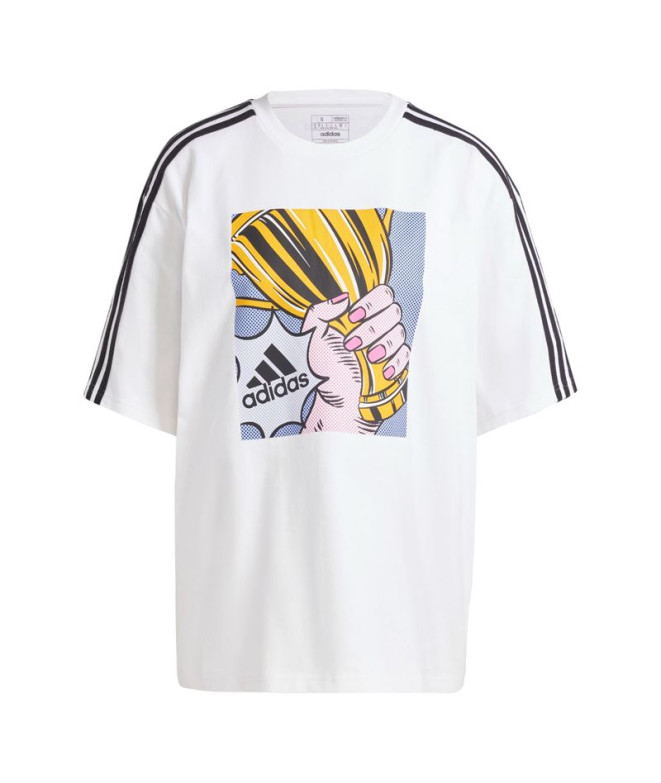 Camiseta Mulher Adidas Gallery Graphic Oversized Branco