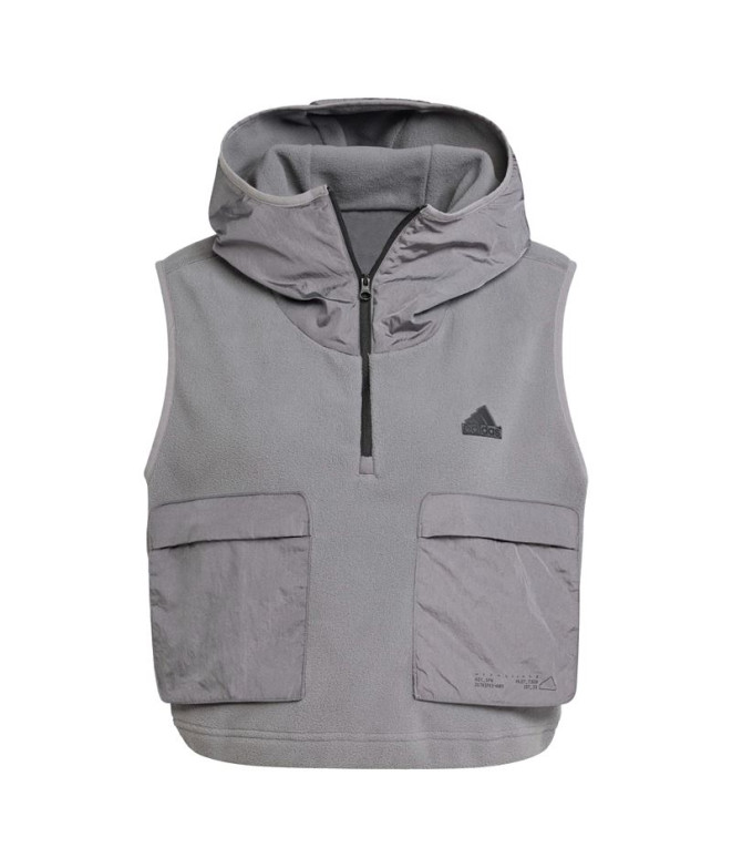 Colete Polar Mulher Colete Adidas City Es E Fleece Cinzento