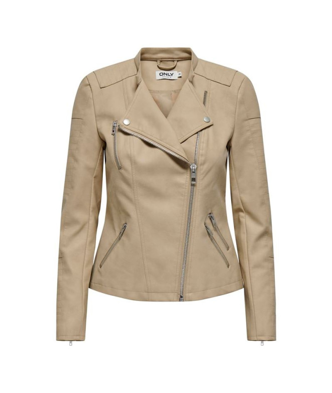 Veste Femme Only Ava Faux cuir Biker White Pepper