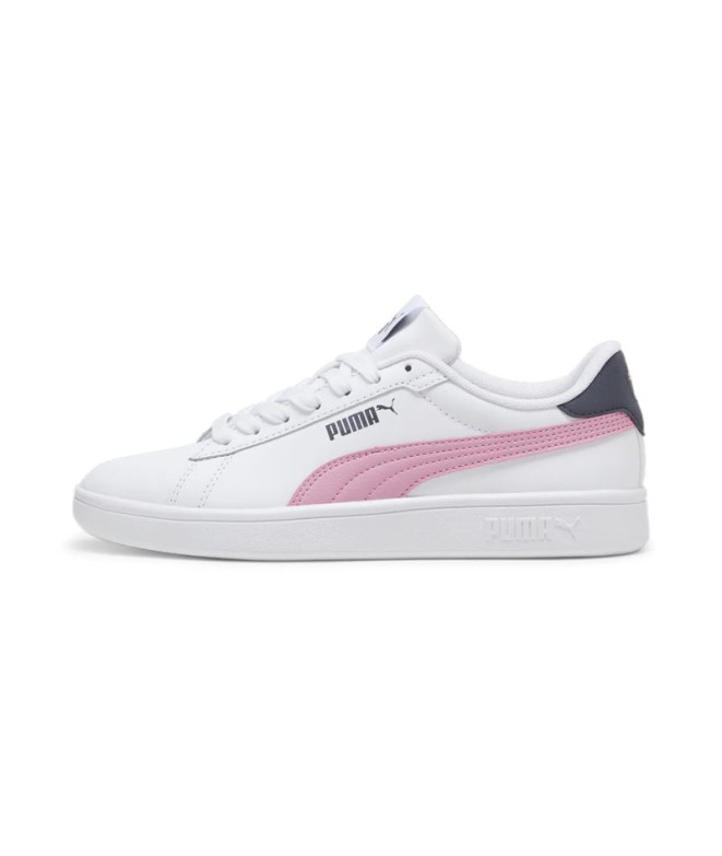 Zapatillas de Casual Puma Smash 3.0 L Infantil Blanco-Malva Out-Gris Galáctico