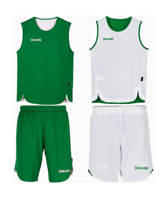 Conjunto Basquetebol Spalding de Doubleface Kids Verde/branco