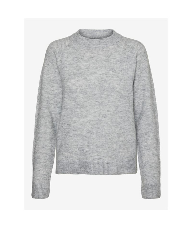 Moletom Mulher Vero Moda Vmfiluca Ls O-Neck Pullover Ga Noos Dark Grey Melange