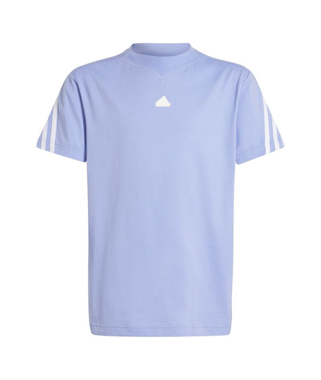 Camiseta adidas Future Icons 3 Stripes Infantil Azul/Blanco
