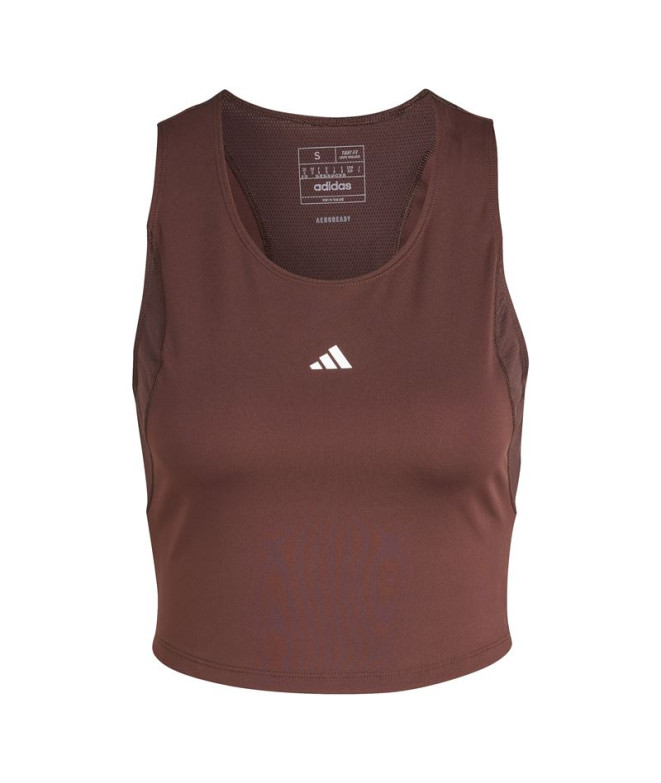 Camiseta Fitness adidas Top Mulher by Techfit Cropped Training Tank Castanho